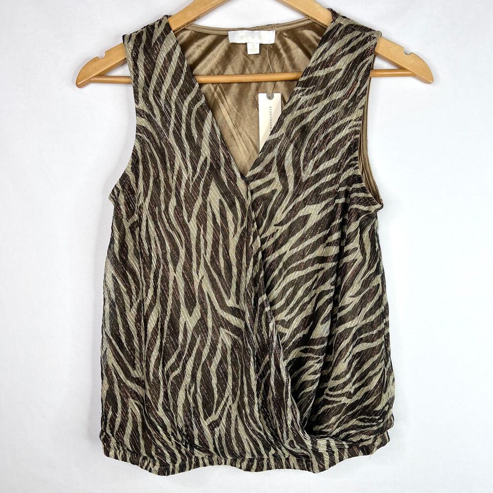NWT Anthropologie eri + ali Metallic Zebra Tank Top S
